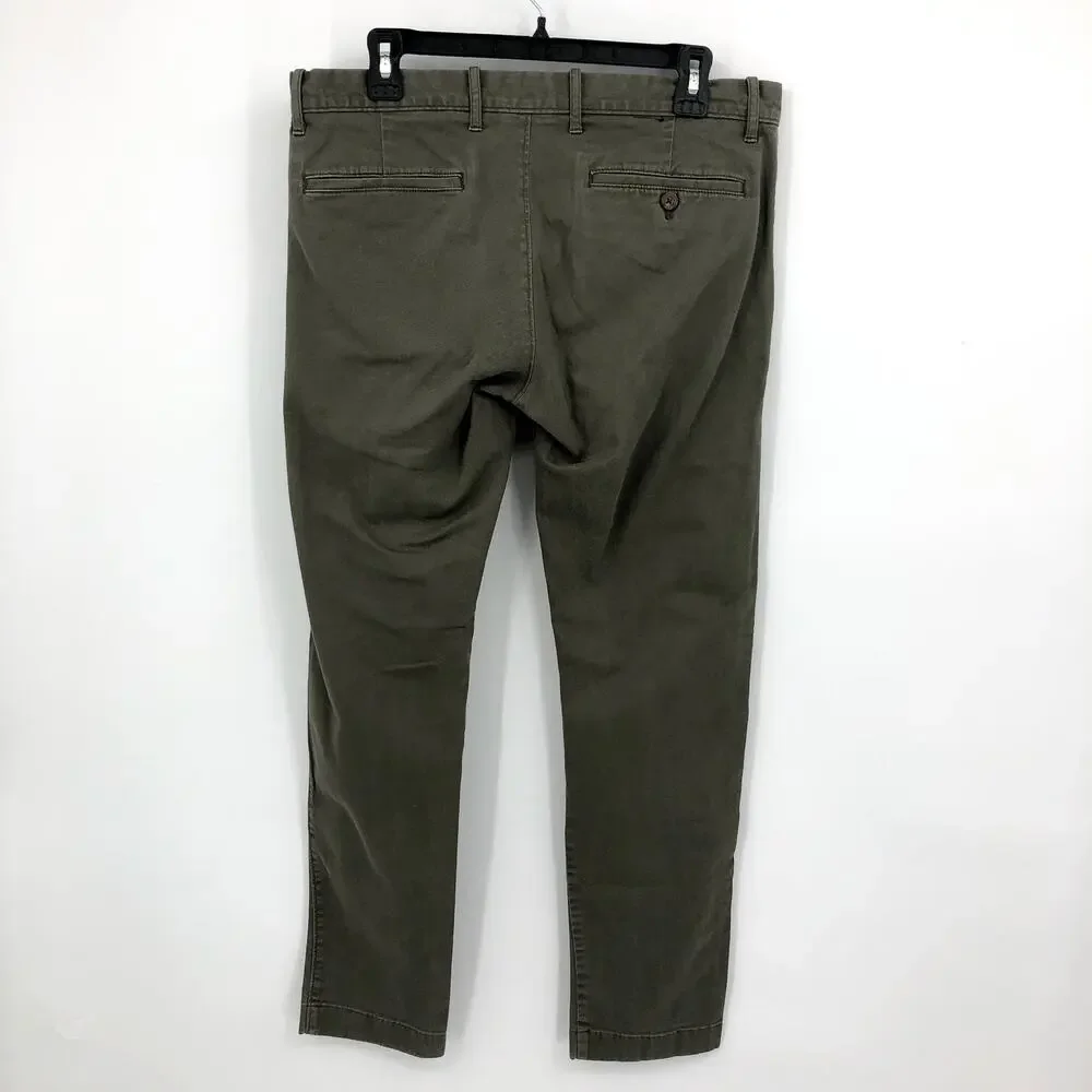 J.CREW Mens Slim-fit Flex Chino Pants Size 32x32 Green Flat Front GUC